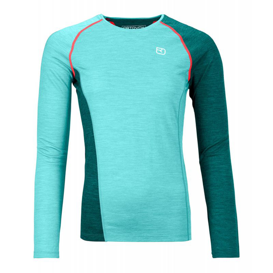 Ortovox 120 Cool Tec Fast Upward LS - Underställ merinoull Dam Ice Waterfall Blend L