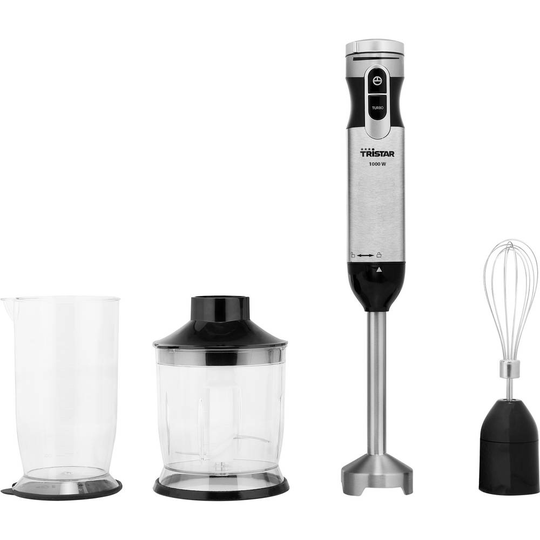 Tristar MX-4829 Stavmixer 1000 W med mätglas, steglös hastighetsjustering, Turbofunktion Rostfritt stål, Svart