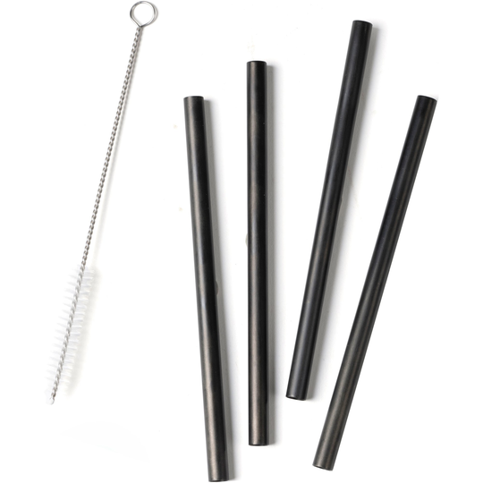 Zone Rocks stålsugrör, 15 cm, 4-pack, svart