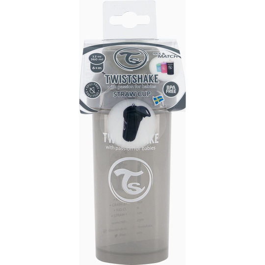 Twistshake Straw Cup (+6 mån) Grå 360 ml