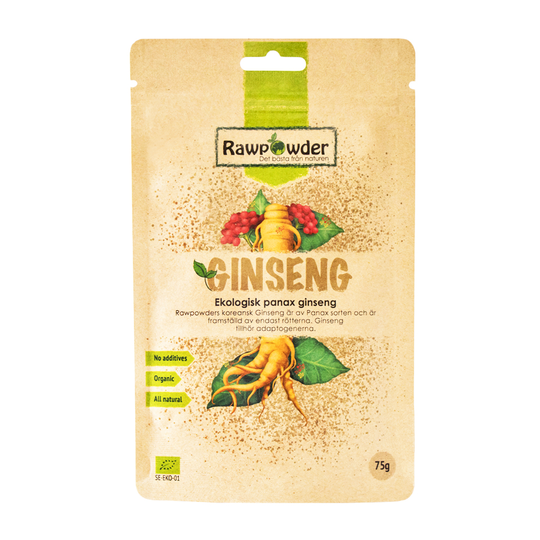 Rawpowder Ginseng panax, 75g pulver ekologisk