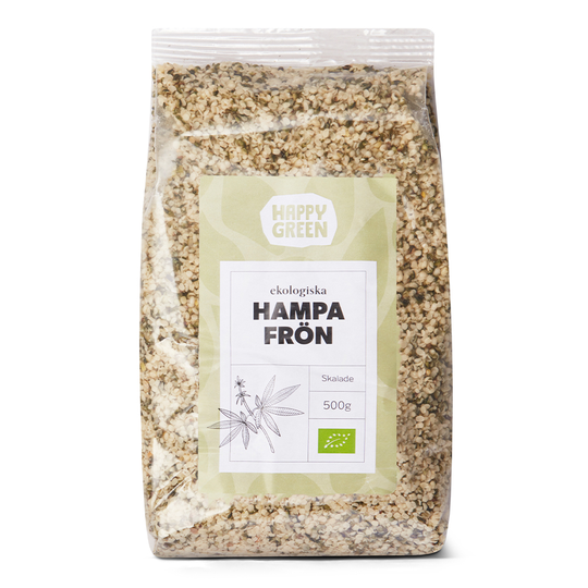 Happy Green Hampafrön skalade, 500g ekologisk