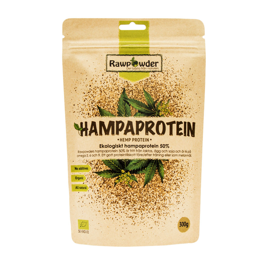 Rawpowder Hampaprotein 50%, 300g pulver ekologisk