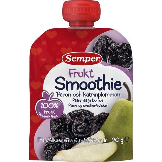 Semper Smoothie Päron & Katrinplommon 6 M 90 g