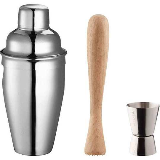 Berry barset 3 delar shaker + drinkmått + muddlare trä