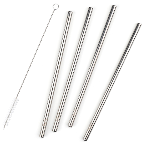 Zone Rocks stålsugrör, 21,5 cm, 4-pack, polerat stål